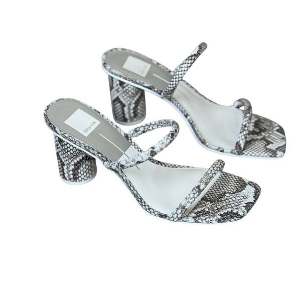 Dolce Vita Noles Shadow Snake Print Leather Sandals Gray 9.5M Strappy Dressy - Picture 4 of 9